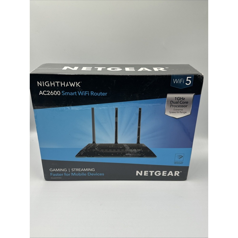 Netgear Nighthawk Smart WIFI Router AC2600 R7450-100NAS 1 GHz Black NEW SEALED